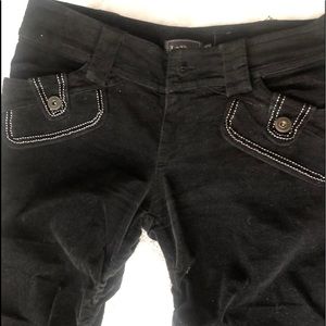 🌞 LeShop Black Corduroy fitted capris pockets white stitching vintage women S